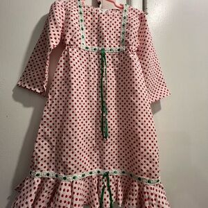 Red Polka Dot Dress with Green Accents
